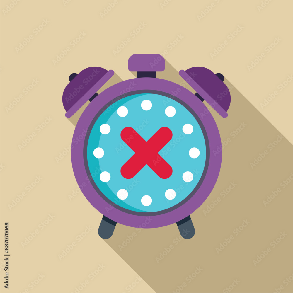Poster alarm clock showing stop sign, symbolizing the concept of waking up late