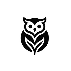 Fototapeta premium Minimalist owl silhouette logo on white background