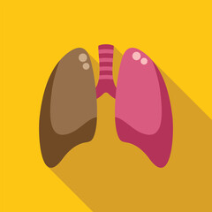This stylized icon depicts human lungs, essential for breathing and overall well being