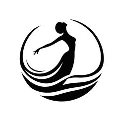 Obraz premium Minimalist woman silhouette logo on white background