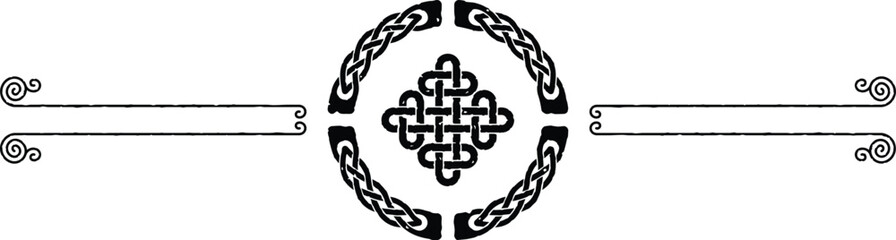 Two Lines Celtic Header - Round Knot Pattern and Irish Knot