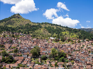 Medellin, Antioquia - Colombia - August 2, 2023. Villa Hermosa Comuna 8, made up of 17 neighborhoods. located in the east of the city.