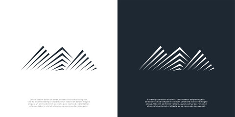 mountain vector logo template made with lines	
