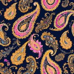 seamless paisley pattern in abstract background, ornamental illustration wallpaper 