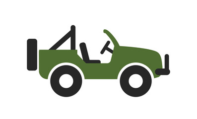 simple green off road 4x4 car no roof symbol transparent background