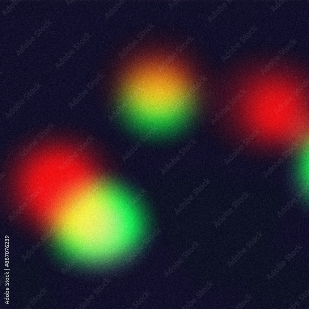 Poster colorful bokeh lights on dark abstract background with grainy texture