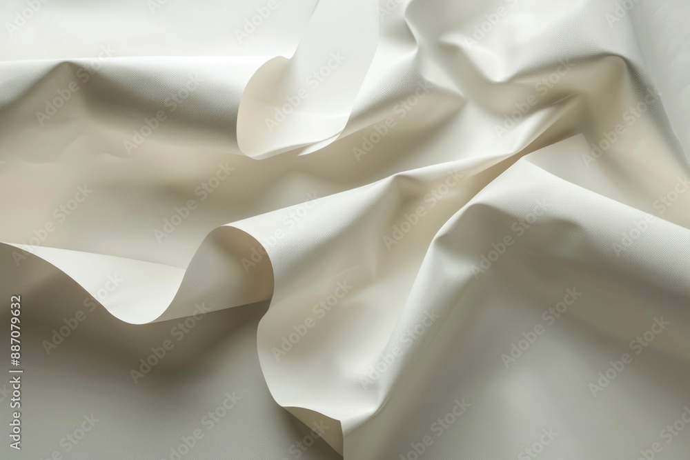 Poster A close-up view of a white fabric with intricate texture and weave