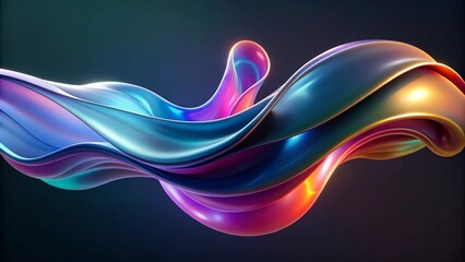 Abstract fluid multicolored shapes on a dark background. A modern creative banner with space for copy, in the style of a vector illustration. Abstract wavy design in neon colors.