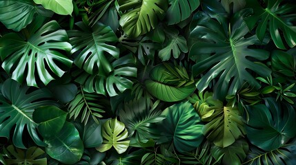 Tropical jungle foliage a lush green botanical pattern
