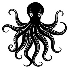 Octopuses silhouette vector illustration on white background