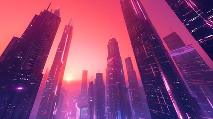 Obraz premium Futuristic scifi cityscape sleek skyscrapers