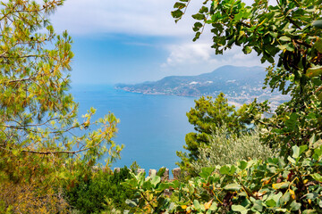 Landscape view of Mediterranean coast. Top view of Cleopatra Beach, Alanya, Turkey. High quality photo