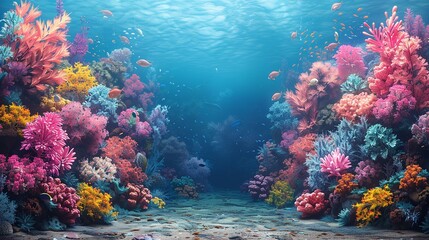Obraz premium Underwater coral reef in the ocean.