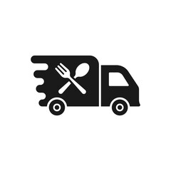 Food truck delivery icon flat style isolated on white background. Vector illustration