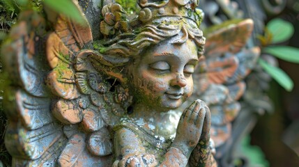Fairy statue detail in temple for religious worship