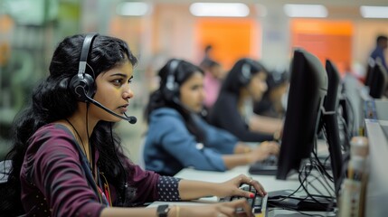 Dedicated Call Center Agent at Work in Mumbai / India