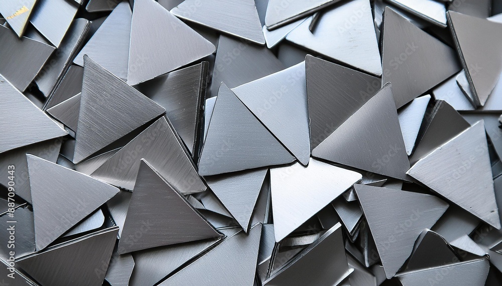 Wall mural metal background made of cut triangles top view flat design metal industry background