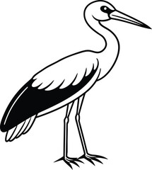 Obraz premium stork simple silhouette on a white background