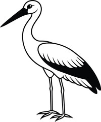 Obraz premium stork simple silhouette on a white background