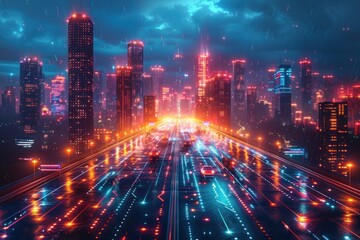 Fototapeta premium Neon City Highway