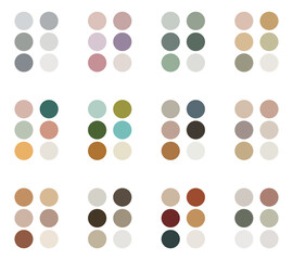 Set of calming or neutral colour palettes. Seamless pattern with colorful circles. Vector illustration