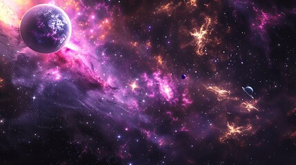 Fototapeta premium Cosmic galaxy filled stars planets and nebulae