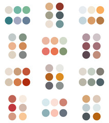 Bright and muted colour palettes. Seamless pattern with colorful circles. Vector illustration