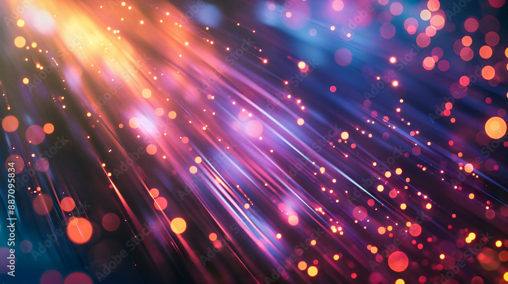 Wall mural blurred fiber optics strings in abstract background
