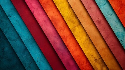 An abstract image featuring a series of textured, diagonal strips in a gradient of vibrant colors, forming a striking and visually engaging background full of energy and warmth.