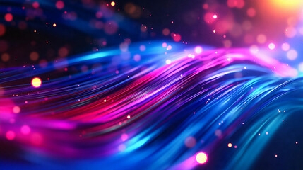 Obraz premium Blurred fiber optics strings in abstract background