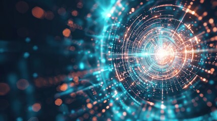 Abstract Digital Tunnel with Glowing Lights