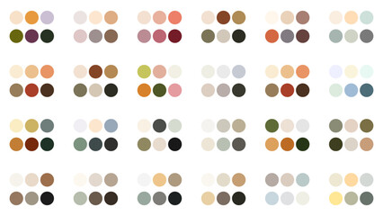 Collection of calming or neutral colour palettes. Seamless pattern with colorful circles. Vector illustration