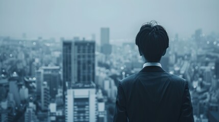 Businessman Overlooking Cityscape - Ambition and Future Prospects