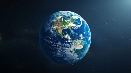 A majestic full view of the Earth from outer space, set against a dark, starry background, highlighting the planet's beauty and the infinite expanse of the cosmos.