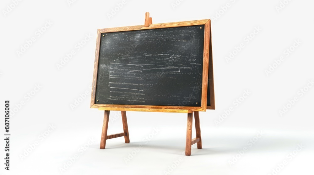 Poster chalkboard on easel isolated on white background with space for text