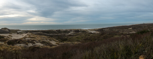 Dunes and sea in the Netherlands.