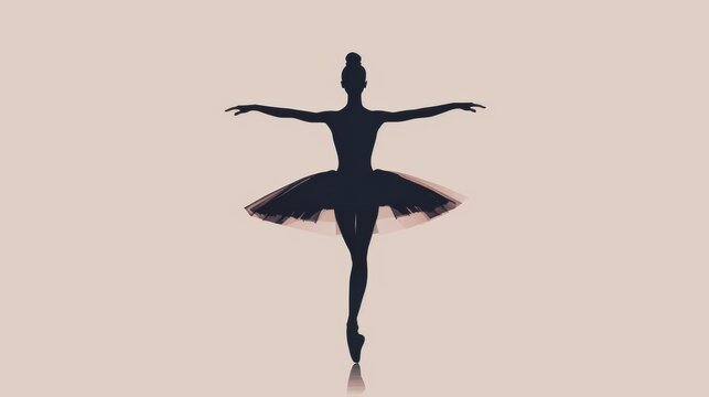 Silhouette of Ballet Dancer Grace and Elegance with Copy Space