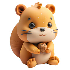 Fototapeta premium Cute cartoon hamster holding a nut, perfect for children's books, animations, and character designs.