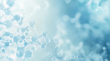 An abstract medical background with a gradient from white to light blue, overlaid with detailed molecular structure