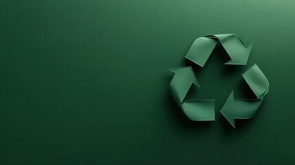 A green recycling icon on a matching green background