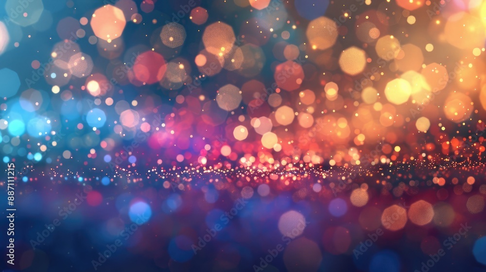 Poster abstract background with colorful bokeh and glitter