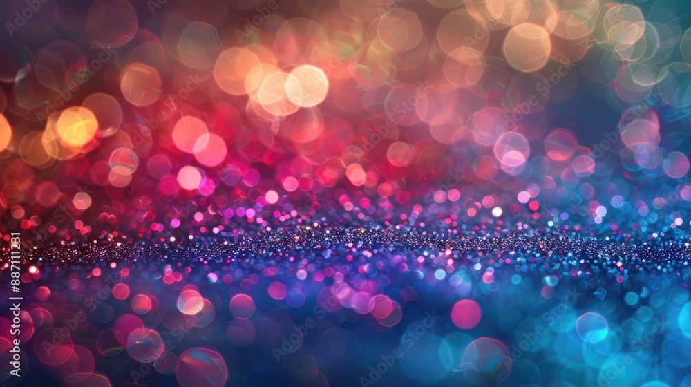 Poster abstract background with colorful bokeh and glitter