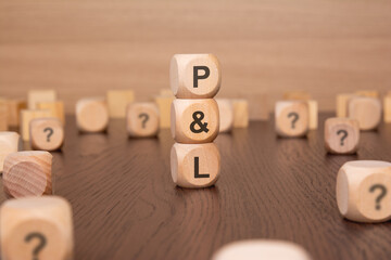 P and L letters by wood cubes with different heights