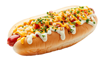 Hot dog on a transparent background. Fast food.