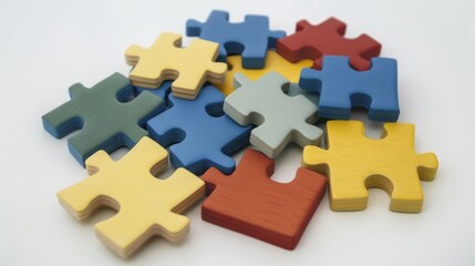 Fototapeta premium Scattered Puzzle Pieces Representing Problem Solving and Diversity