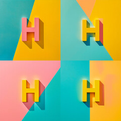 Fototapeta premium Pack x 4, Colorful Cardstock Letters: Varied Fonts and Pastel Colors for the Complete Alphabet and Additional Symbols, A B C D E F G H I J K M N L LL O P Q R S T U V W X Y Z ?