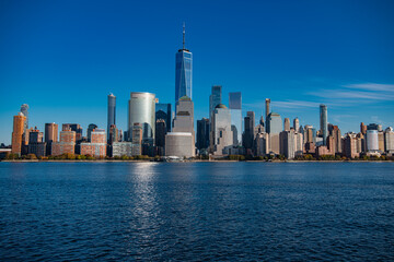 Naklejka premium New York City. Manhattan downtown skyline skyscrapers. New York City skyline, cityscape of Manhattan in USA.