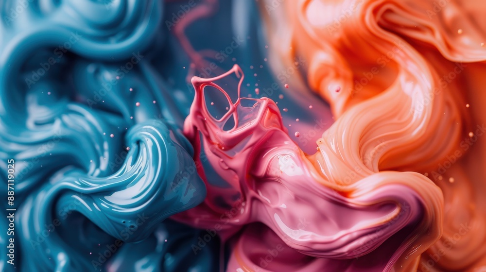 Poster this image captures a mesmerizing blend of vivid blue, orange, and pink colors, swirling in a captiv