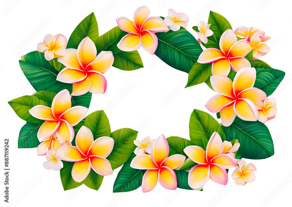 Wall mural plumeria flower wreath flame