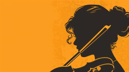 Silhouette of Female Violinist: Musical Passion and Expression with Copy Space